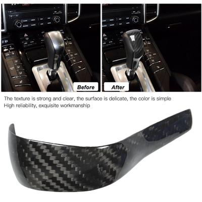 Bright Black Interior Gear Shift Lever Knob Trim Replacement Carbon Fiber Gear Shift Knob Cover for Porsche Cayenne 958 2011‑17