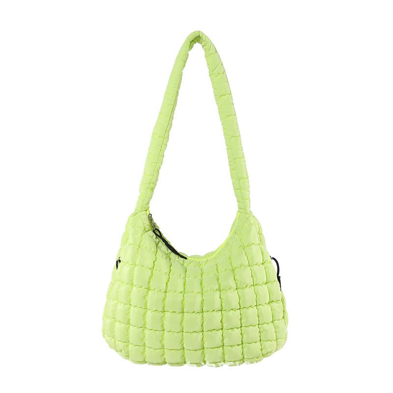 Checked Cloud Bag Fashionable Single Shoulder Portable Dumpling Bag Large Capacity Down Cotton Underarm Women's Bag