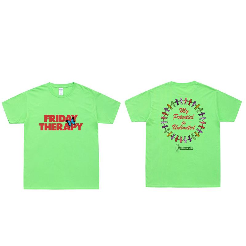 Новые поступления, футболка унисекс, женская футболка Brockhampton FRIDAY THERAPY, хлопковая футболка в стиле хип-хоп с круглым вырезом, летние крутые уличные футболки 2XL