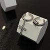 Hiphop Punk Zircon Cross Pendant Ear Clip Earrings for Men Women Fashion Geometric Metal C-Shaped Ear Clip Party Jewelry Gifts