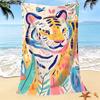 Tijger Bloemenprint Strandlaken Vintage Sierlijk Botanisch Patroon Sneldrogend Zacht Absorberend Zandvrij Handdoek voor Zomer Zwembad Reizen
