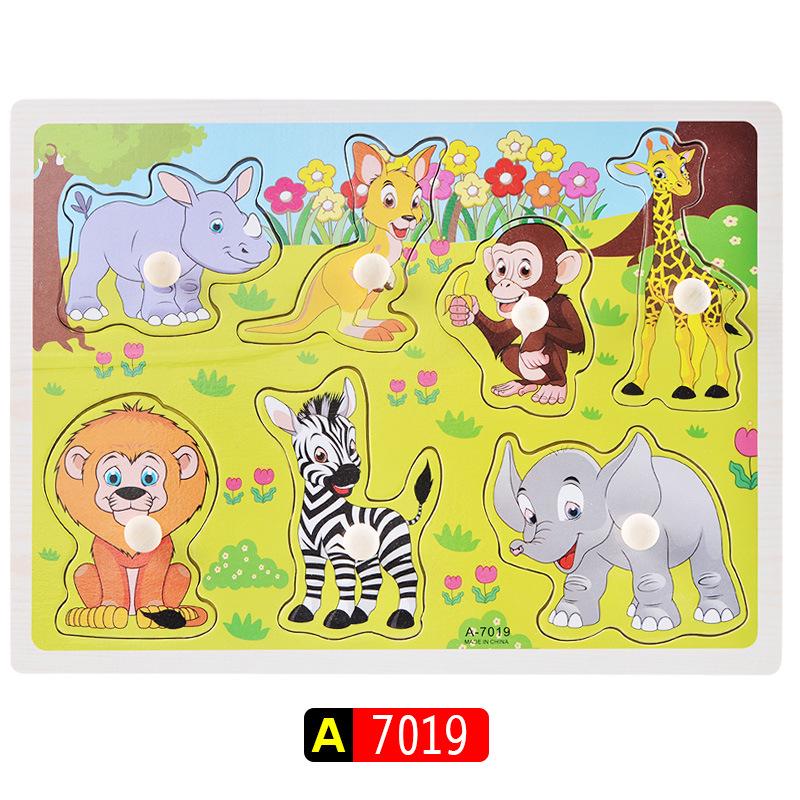 Wooden 3D Educational Grasping Board & Puzzle for Children: Animal & Fruit Theme Cognitive Toy