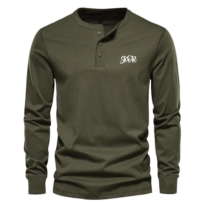 Round Neck Long Sleeve T-shirt Loose Comfortable Cover Casual Solid Color Long Sleeve Men's T-shir