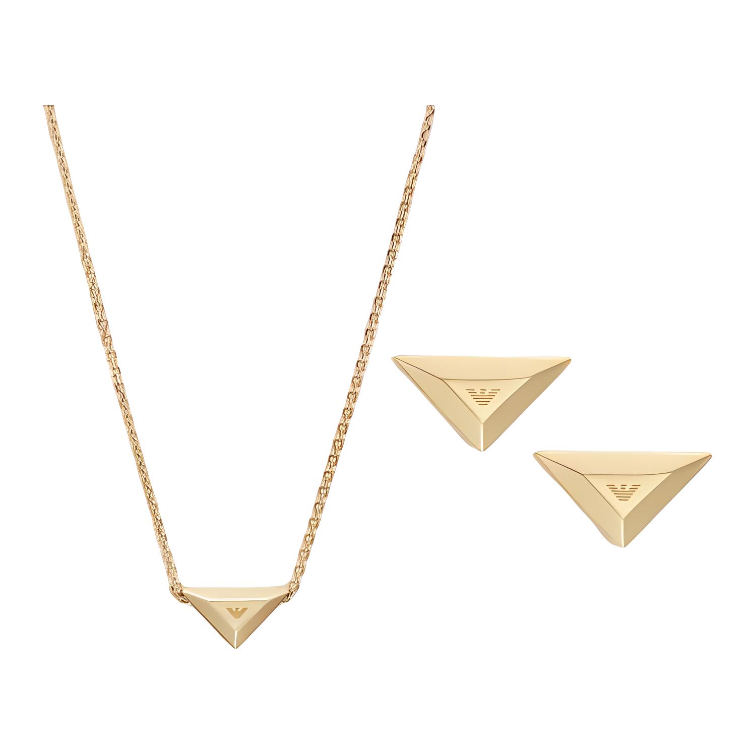 Emporio Armani Triangle Design Stainless Steel Necklace Women necklace Gold EGS3160SET F,Gold