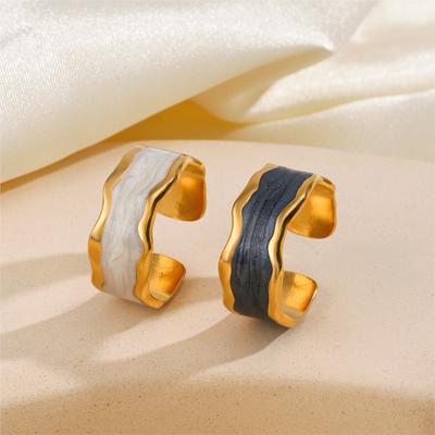 Stainless Steel Gold Color Drip Ring For Women French Vintage Adjustable Ring Party Jewelry Accessory