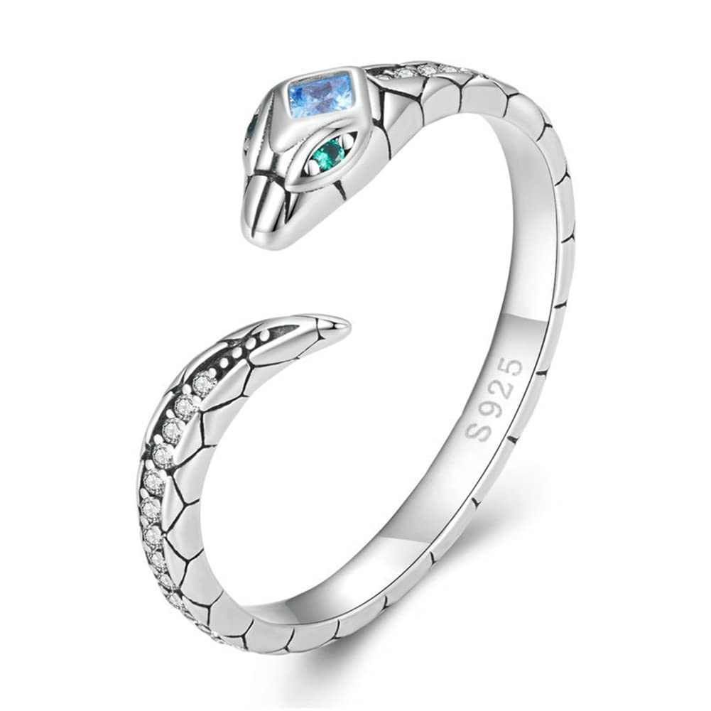 

Ring for Silver Free Snake Snake Pure For New Accessory [Rockyu] Women, 925, Size, Ring, Zirconia, Green, Blue, Ring, Silver, Hypoallergenic, Friends,