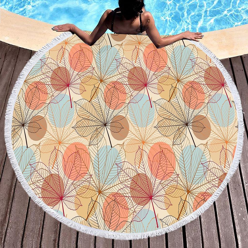 Vintage Floral Round Beach Towel,Microfiber Boho Beach Blanket Sand Free Quick Dry Bath Towel Absorbent Meditation Rug Yoga Mat