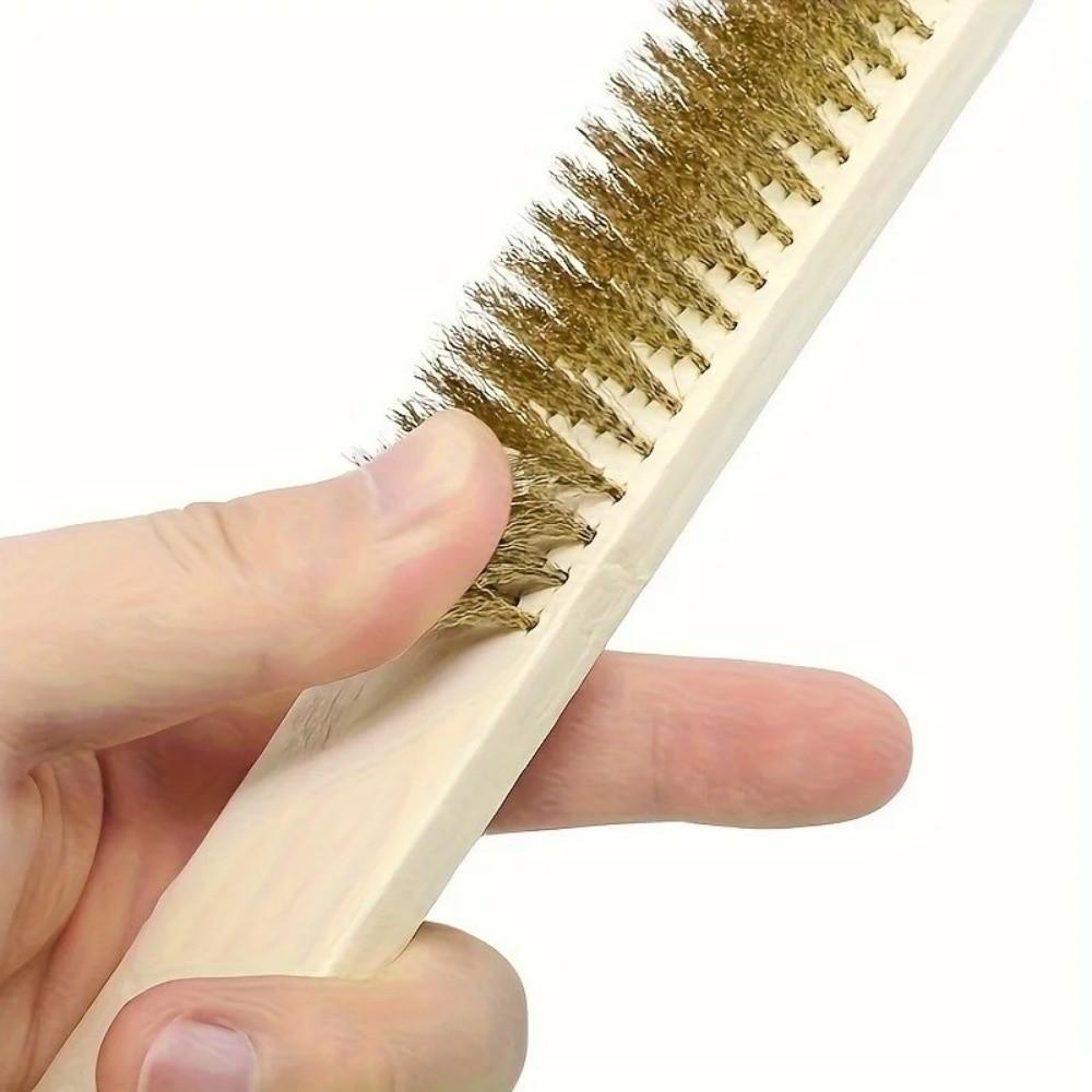12pcs Ergonomic Design Wire Cleaning Brush Wood Handle Heavy-Duty Brush Set  Industrial Use