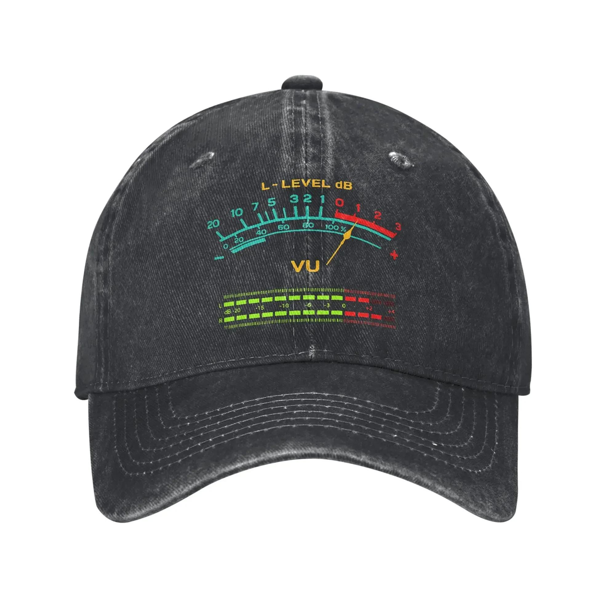 Retro VU Meter Vintage Hi Fi Audio Stereo Sun Baseball Cap Summer Music Sound Trucker Hat SunProof Gym Hats Unisex Baseball Caps One Size
