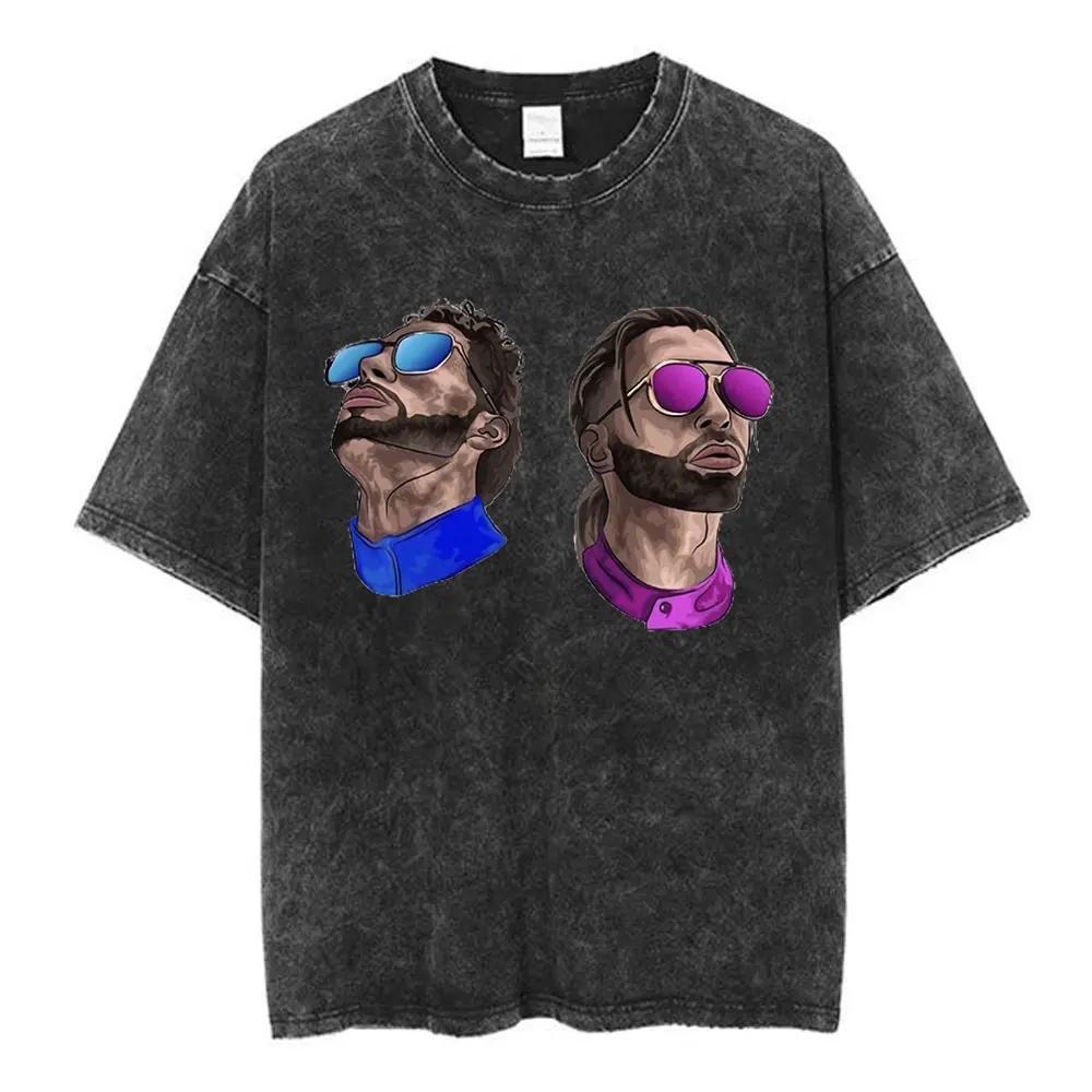 

Fashion Vintage Washed T-Shirts French Rap Band Le Monde Chico Album PNL Onizuka T Shirt Casual Oversized Tee Shirt Streetwears S