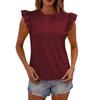 Women Summer  Top Eyelet Vacation Short Sleeve O Neck Loose Fit Shirt Spring Fashion Casual Clothes