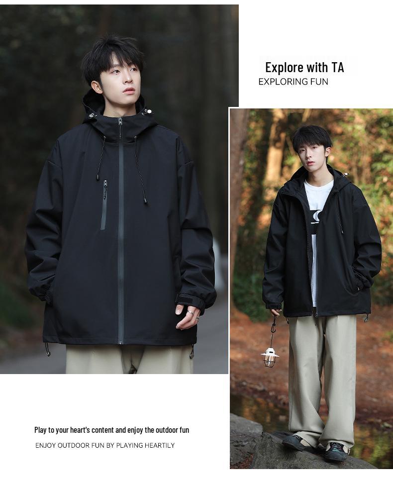 2024 Unisex Větruodolná Venkovní Skořepinová Bunda se Odnímatelnou Kapucí pro Jaro/Podzim