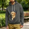 Men's Loose Fit Long Sleeve Hoodie with Thumbholes, Large Pocket and Pet Pocket
