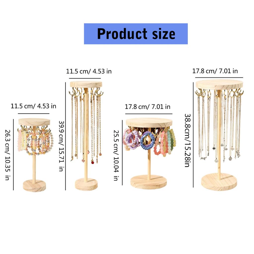 Fashionable Adjustable Sturdy Wood Necklace Holder Creative Jewelry Display Stand Portable for Space Saving Storage