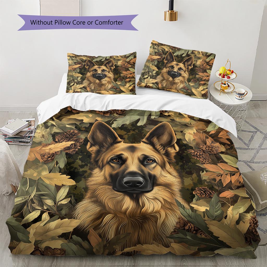 German Shepherd Pattern Bedding Home Decoration Birthday Gift (1 * duvet cover + 2 * pillowcase, without core)