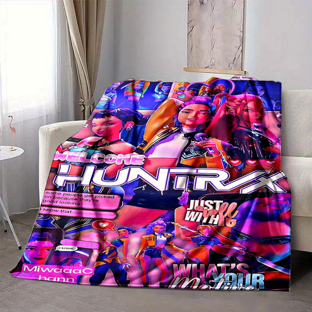 1PC Huntrix, K POP Blanket Soft Warm All Season Throw for Sofa, Bed, Car, Office Vibrant Colorful Design, Durable & Cozy Gift