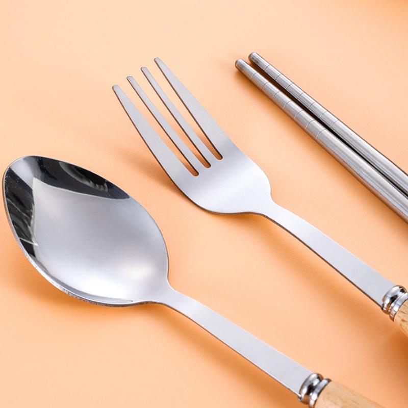 1/2/3 ks Nerezové nádobí s dřevěnou rukojetí Lžíce Steakový nůž Vidlička Čajové lžičky Pro domácí kuchyni Stolní nádobí Kuchyňské nářadí