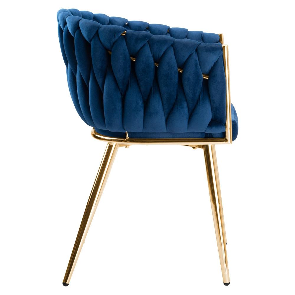 Sedia Velluto Intrecciato Cofton Oro Velluto Blu Navy