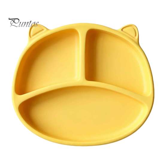 Baby Feeding Set for 6 Months to 3 Years Silicone Suction Plate Toddlers, Cute Bear Shape Unbreakable Divided Toddler Tray Bowl, Non Slip Infants And