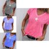 Stylish Women V-neck T-shirt Casual Loose Star Summer Shirts Solid Short Sleeve Perfect For Outdoor Activities