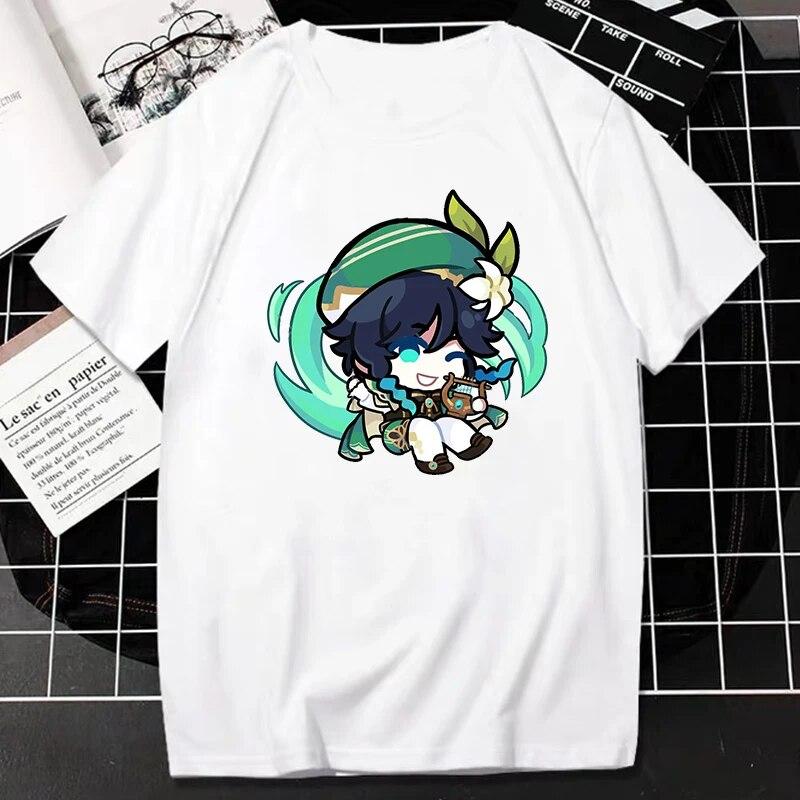 Nuovo Gioco Genshin Impact T-Shirt Donna Unisex Kawaii Top Classici Giochi Personaggio Stampa Grafica Top Harajuku Cartone Animato Streetwear Maglietta