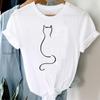 (Ασιατικό μέγεθος) Μπλουζάκι Lady Cartoon T Tee Top Γυναικεία εκτύπωση Μόδα Ρούχα Γυναικεία Ρούχα Κοντό μανίκι κατοικίδιο ζώο γάτας Γραφικό μπλουζάκι