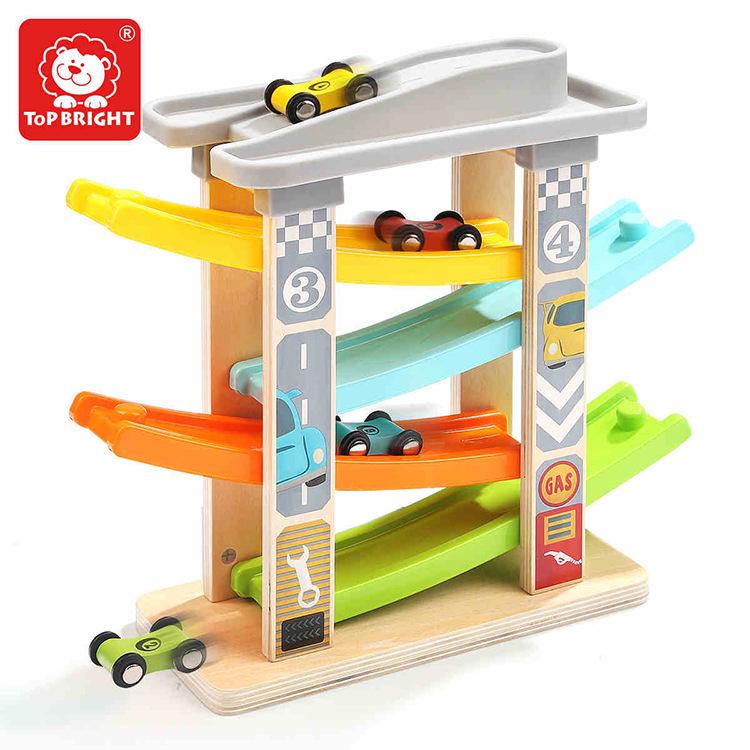 Tebao'er Baby Boy Wooden Toy Car Slide Track Educational Set