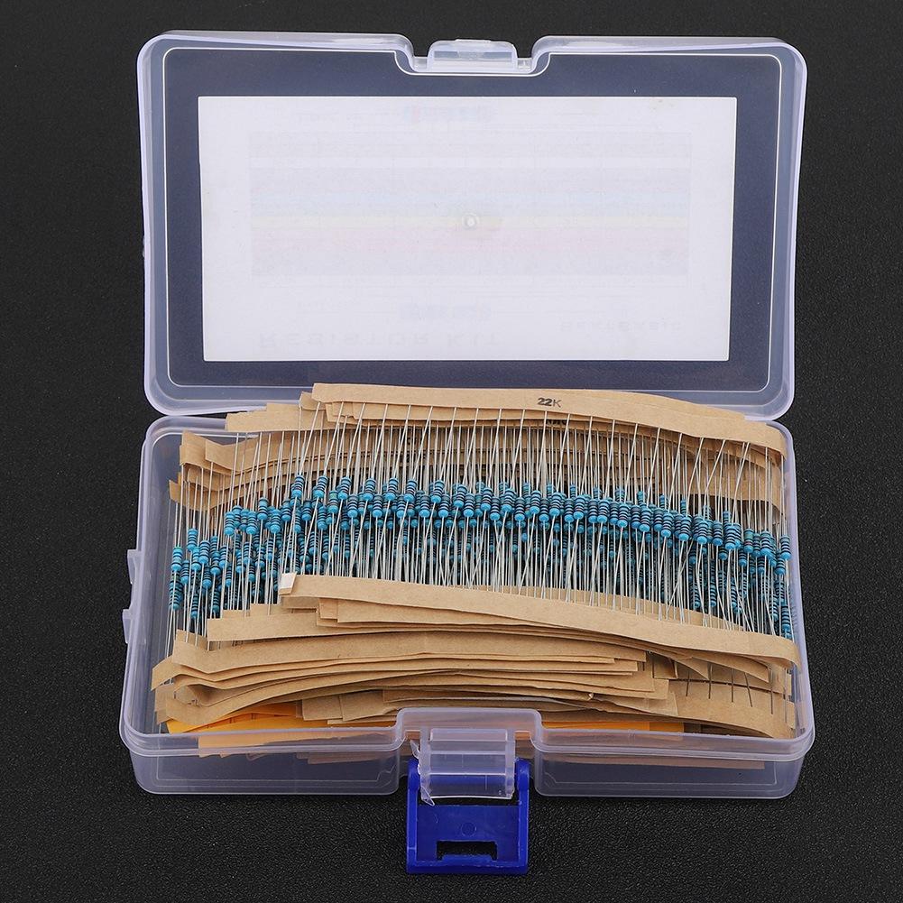 Metal Film Resistor Kit, 1280pcs 1R-10M 1Celsius4W 64 Values Resistor Assortment