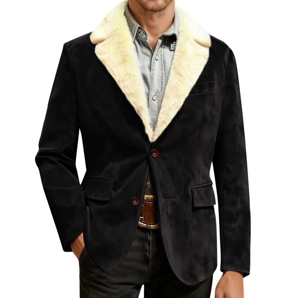 Men's Color Corduroy Warm Pocket Suit Jacket Cardigan Men's Casual Suit