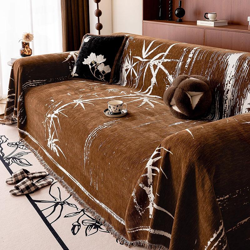 Chinesischer Klassischer Bedruckter Chenille Sofabezug Ländliche Pflanzen Und Blumen Couch Handtuch Mit Quasten Weich Anti Katzenkratzer Staubschutz
