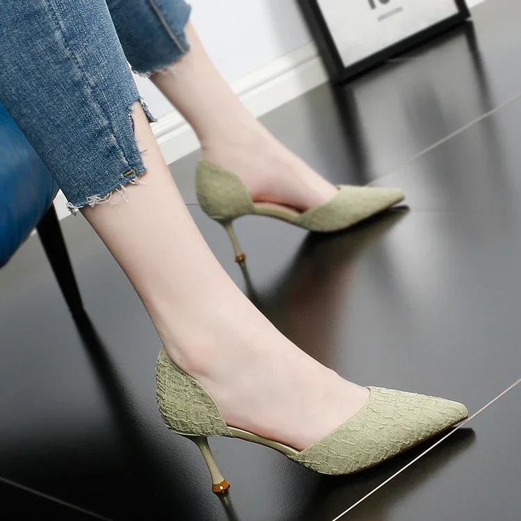 

Comemore Trend Spring Pumps Evening Shoes Lady Fashion Temperament Thin Heel Pointed Luxury High Heels Women s Sandals Summer 39 зелений