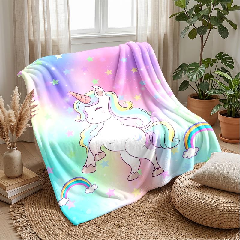 Cute Unicorn Art blanket Personalized Name Flannel Blanket Soft Cozy Plush Throw for Sofa Bed Lightweight Home Decor