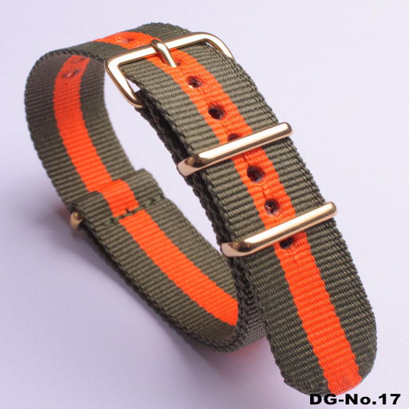 Красочный нейлоновый холщовый ремешок для часов с золотой пряжкой DG 20mm