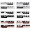 FUP1 2 szt. Litery Samochodowe Naklejka Emblemat Błotnika BITURBO 4MATIC Plus Do Mercedes AMG C43 E43 GLE43 GLC43 W205 W213 Akcesoria