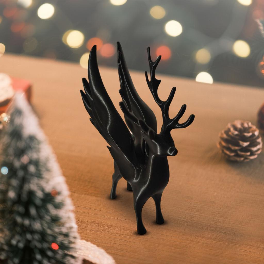 Winged Christmas Winter Deer Decor With Decorative Ornaments