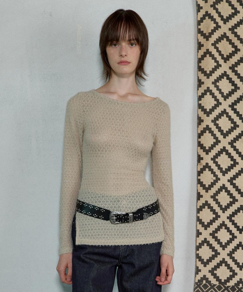 Aobteu Two Way Long Sleeve Top - Dusty Cream