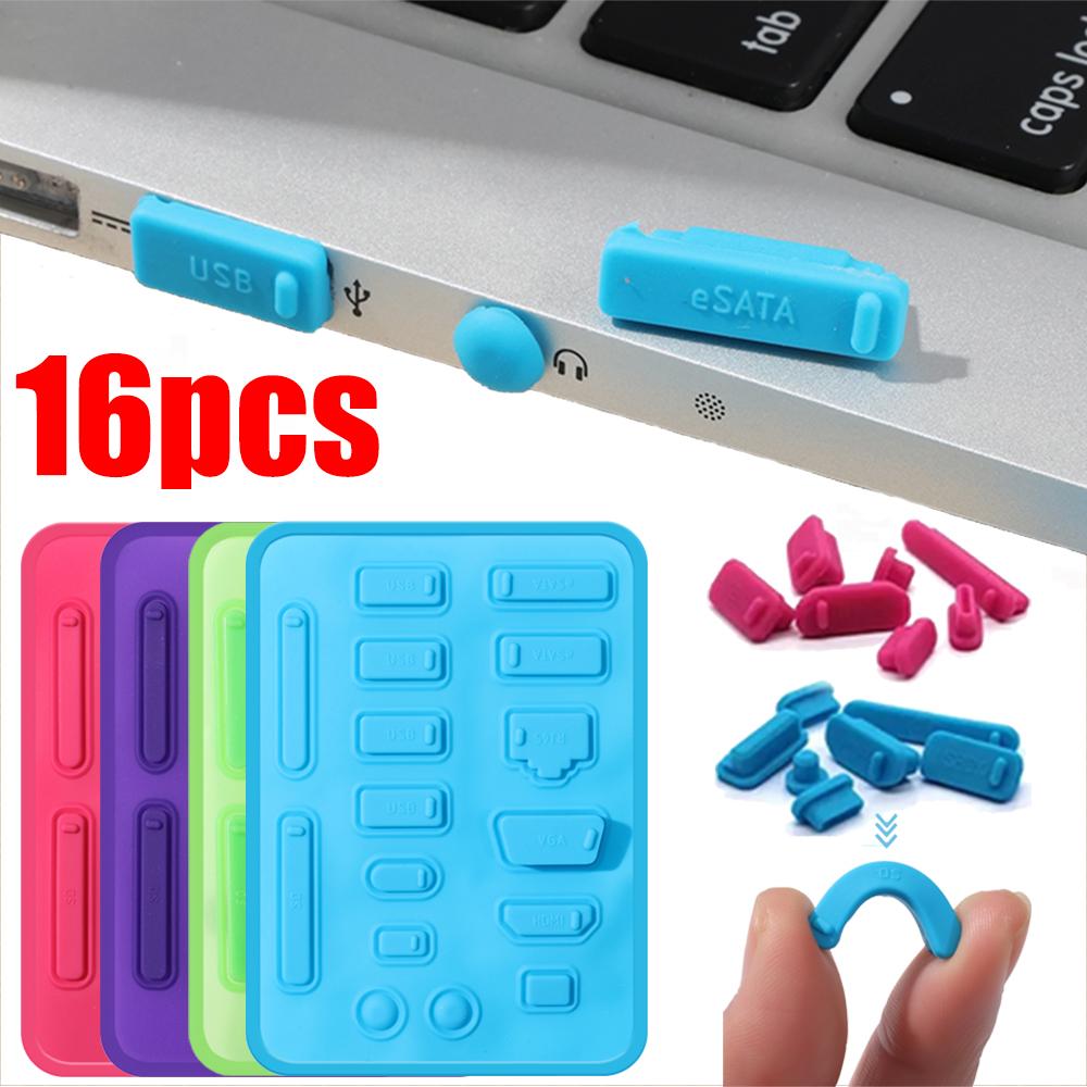 16 Stück Silikon Staubschutzstecker Datenanschluss USB Schutz Set Laptop Universal USB Staubstecker PC Computer Schnittstelle Wasserdichte Abdeckung