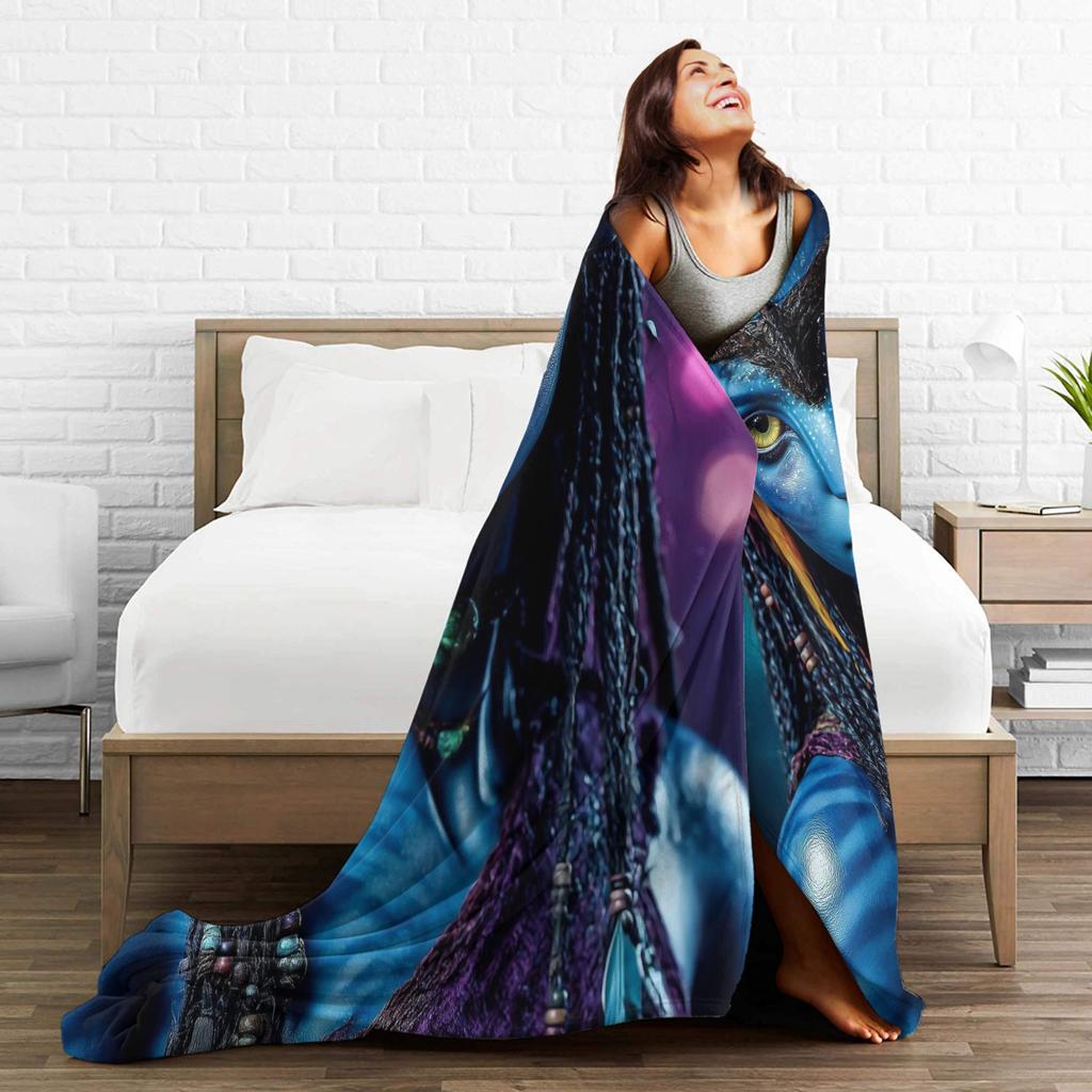 Avatars Blue Na'vi Neytiri Poster Bedding Throws Soft Comfy Blanket For Couch Chair Plane Travel Flannel Bedspread Bed Cover