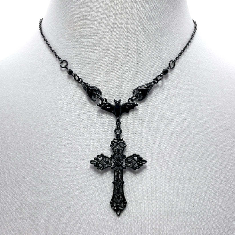 Gothic Bat Cross Necklace For Women With Geometric Pendant And Choker Chain For Travel Style