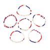 Pack of 6 Fashionable Patriotic Beaded Bracelets Elastic July 4th Jewelry Americans Flag Star Charm Party Accessories