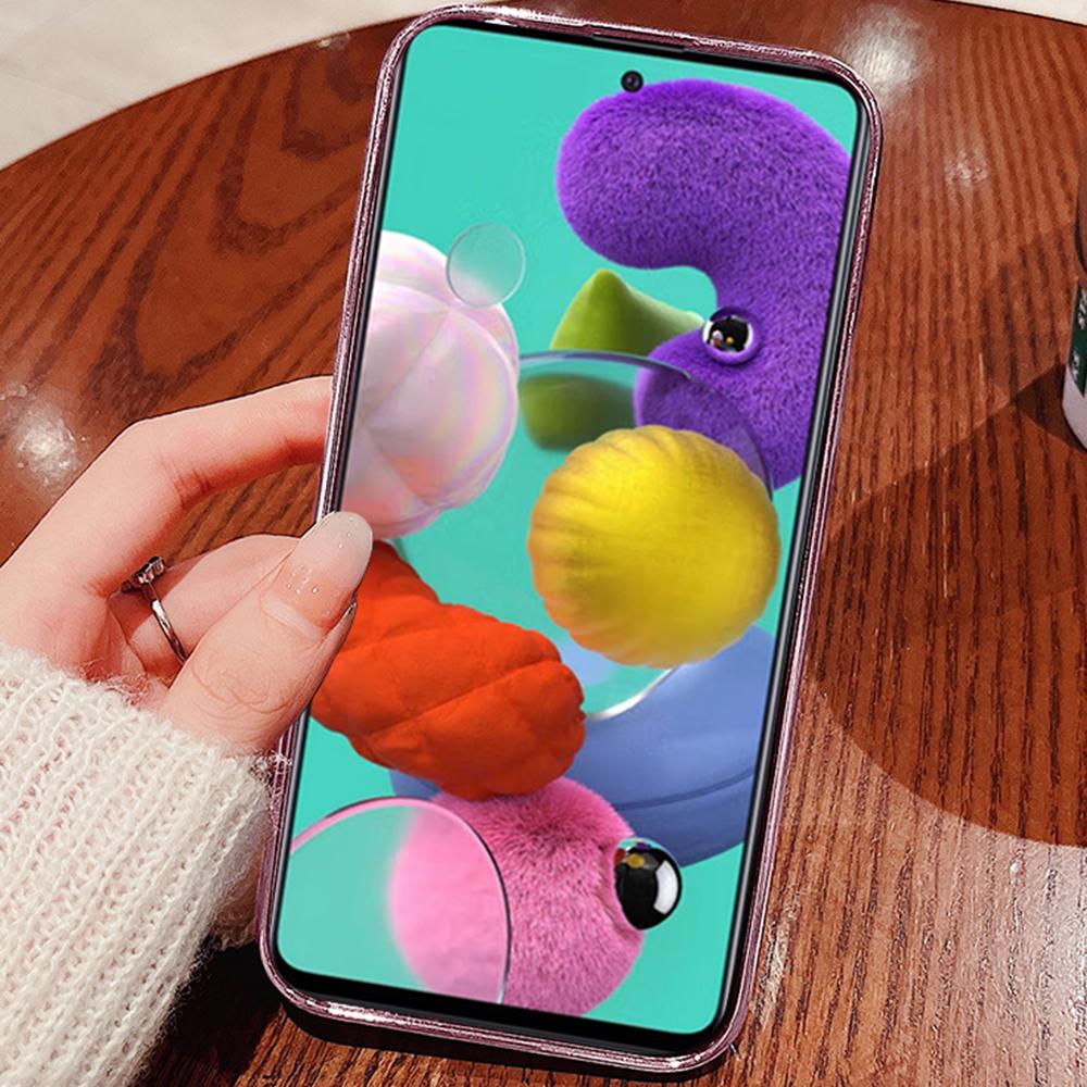 KADEM For Samsung Galaxy A51 5G SM-A516 Soft TPU Phone Case Flower Rhinestone Decor Gradient Glitter Phone Cover