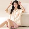 Summer Pajamas Women's Imitation Cotton Korean Cute Cartoon Sweet Student Short-sleeved Loungewear Suit
