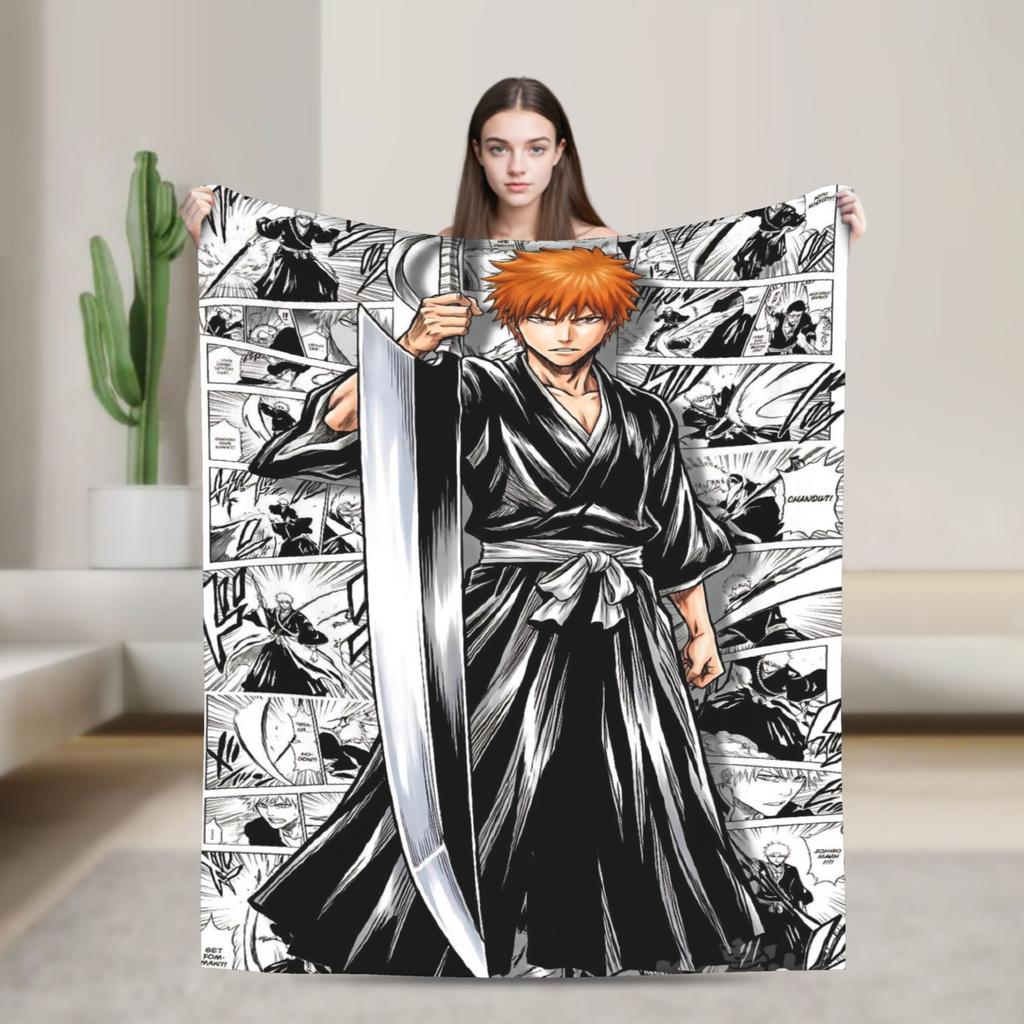 Urahara Kisuke Blankets Coral Fleece Plush Bleaches Anime Lightweight Thin Throw Blanket for Bed Bedspread
