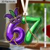Mardi Gras Number 67 Acrylic Ornament, Festive Hanging Decor for Mardi Gras Celebrations, Party Favors, Home Wall Decor,Carnival Themed Event Supplies