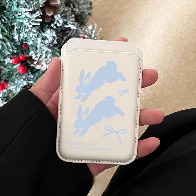 Sød tegneseriekanin Magnetisk Pung Etui Kort Holder Til Magsafe Iphone 16 15 14 13 Pro Max Telefon Pung Kort Slots Lomme Cover