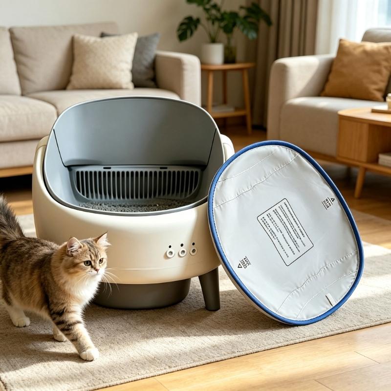 2 Pack Cats Litter Box Floor Protectors Set for Pet Cats, Guard Pad Around SelfCleaning Litter Box and Indoor Cleanups Area Daily