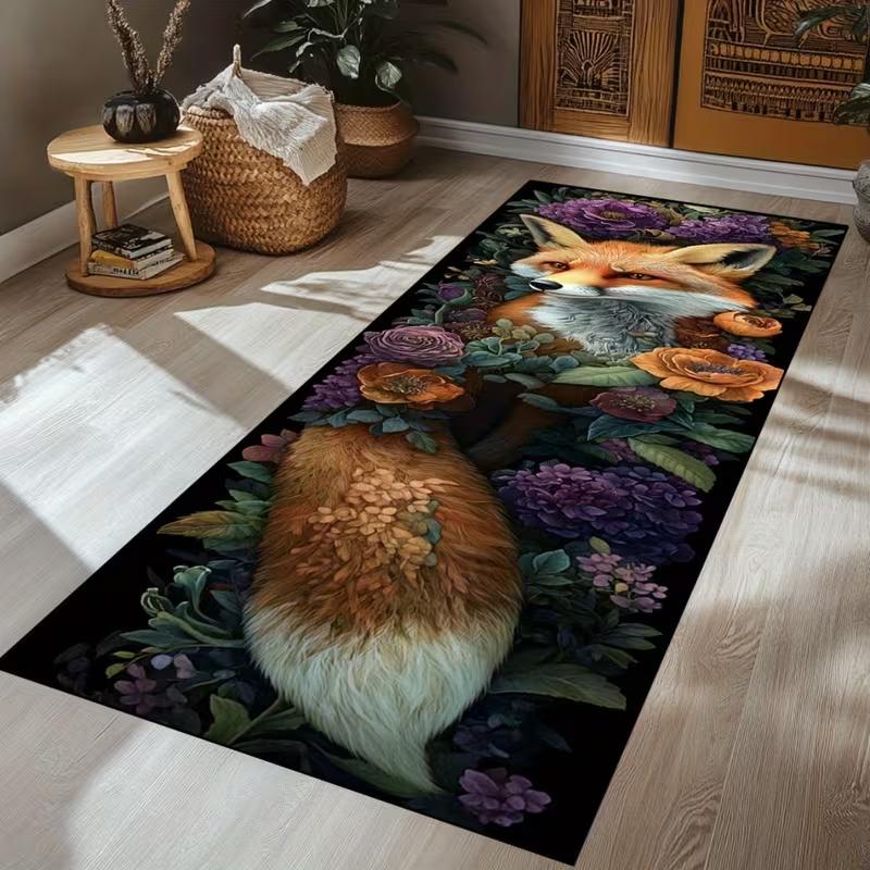 European Street Scene Runner Carpet Warm Toned Floral Architecture Painting Old Town Landscape Hallway Floor Mat Home Decor