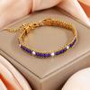 ZMZY Gold Color Women's Cubic Zirconia Stainless Steel Bracelet Adjustable Link Lightweight Non Tarnish Iced Out Chain Bracelet