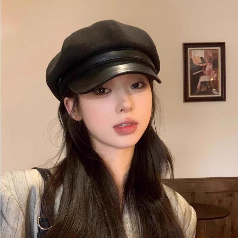 Warm Women's Duck Tongue Beret Breathable Vintage Newsboy Hats Adjustable Pleated Berets  Women Men