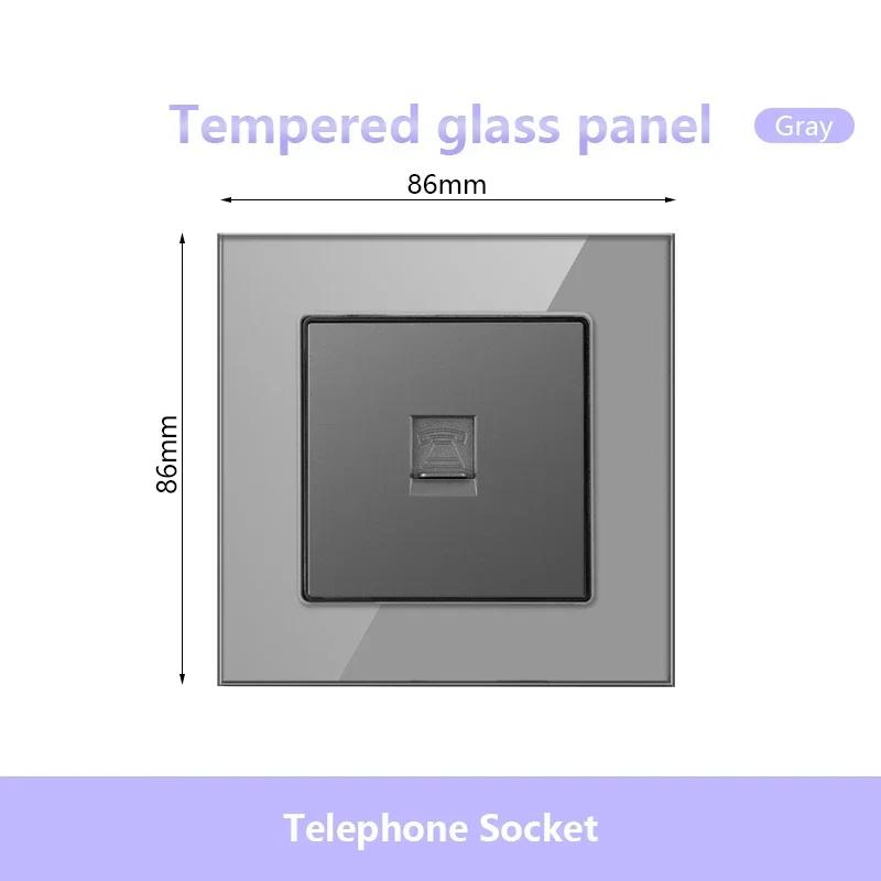 UK 13A 220V Dual Outlet with 18W Type-C Quick Charge,1/2 Way Light Switch Panel, Tempered Glass Surface,Wall Socket for TV/Phone